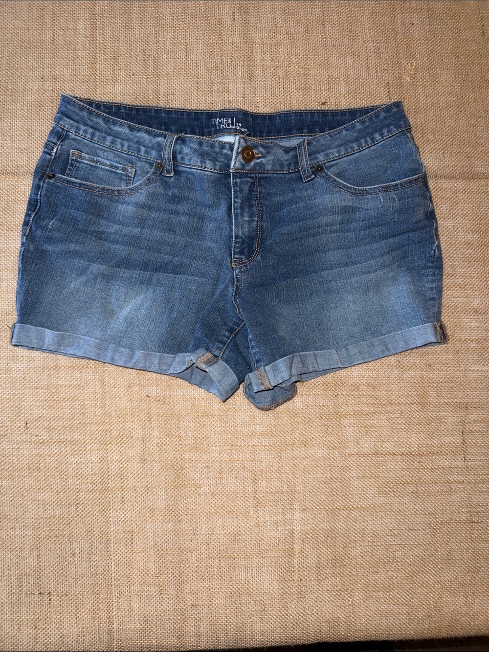 Time and Tru Medium Blue Rolled-Hem Denim Shorts